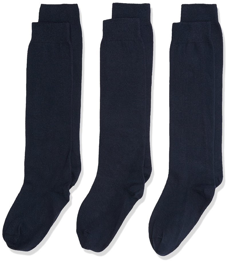Jefferies Socks Girls 7-16 School Uniform Knee High 3 Pair Pack, Navy, Large (BBMP3875) - Image 1
